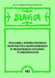 Stylistic and Functional Aspects in the Dynamics of Modern Slavic Vocabulary