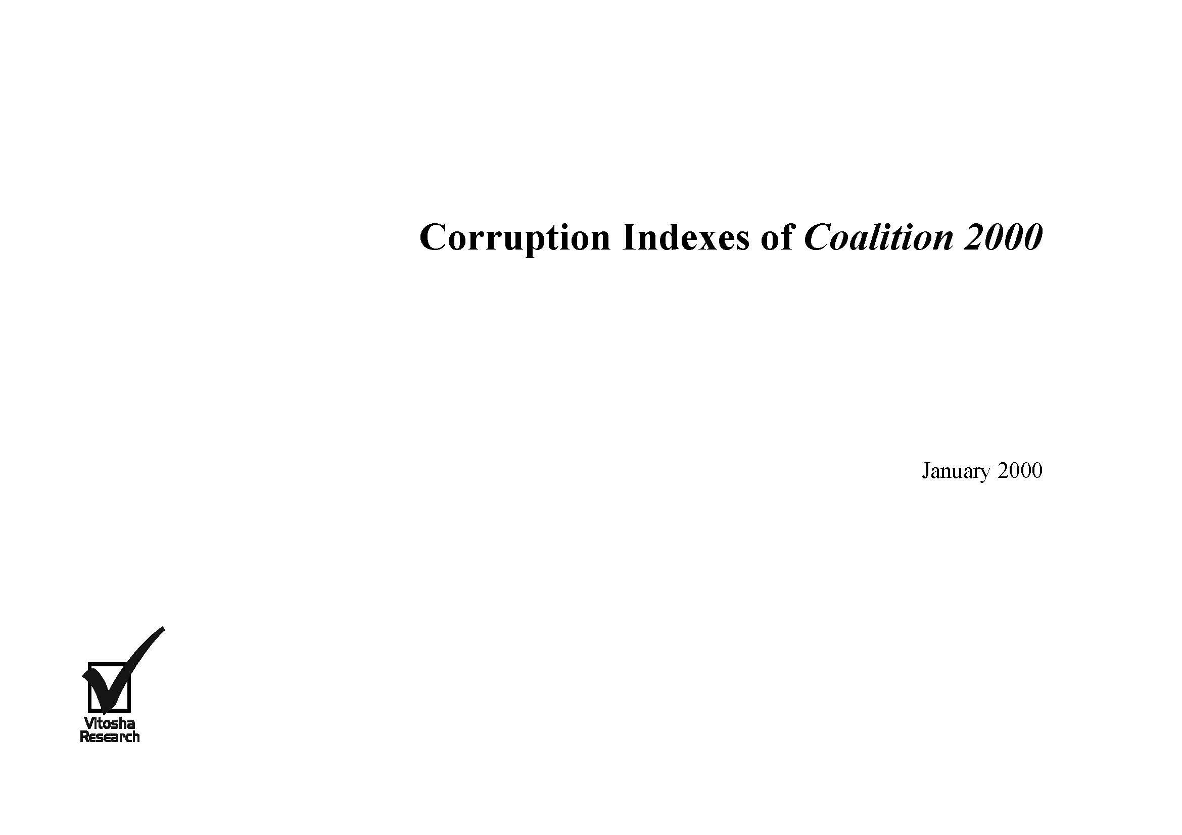 Corruption Indexes of Coalition 2000, January 2000