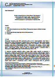 Labor legislation at the level of Bosnia and Herzegovina and working standards of the European Union - Capacity of labor legislation at the level of Bosnia and Herzegovina in the context of negotiations on accession to the European Union