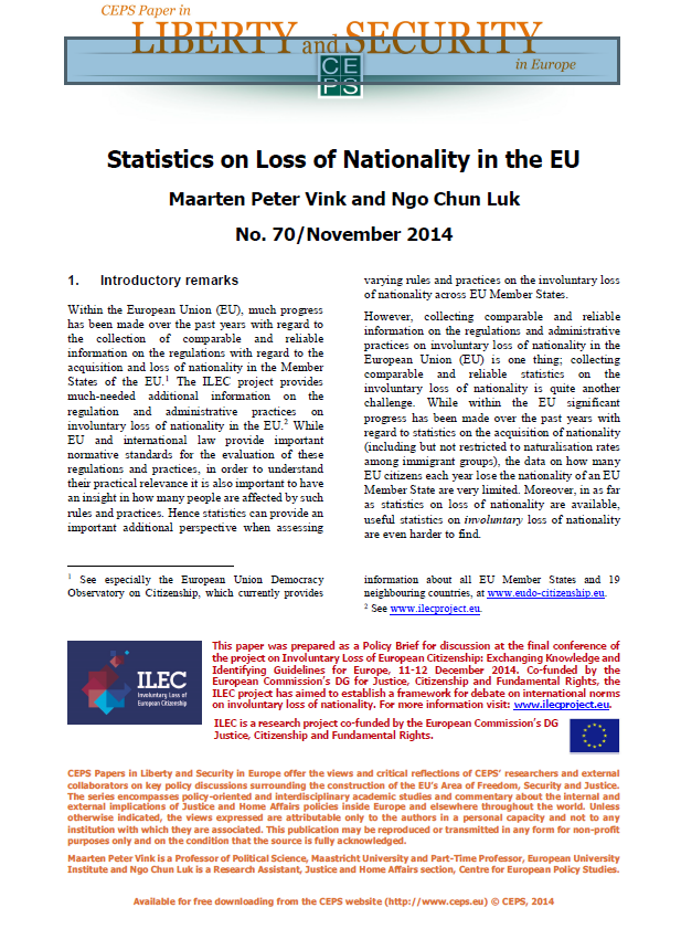 №70 Statistics on Loss of Nationality in the EU