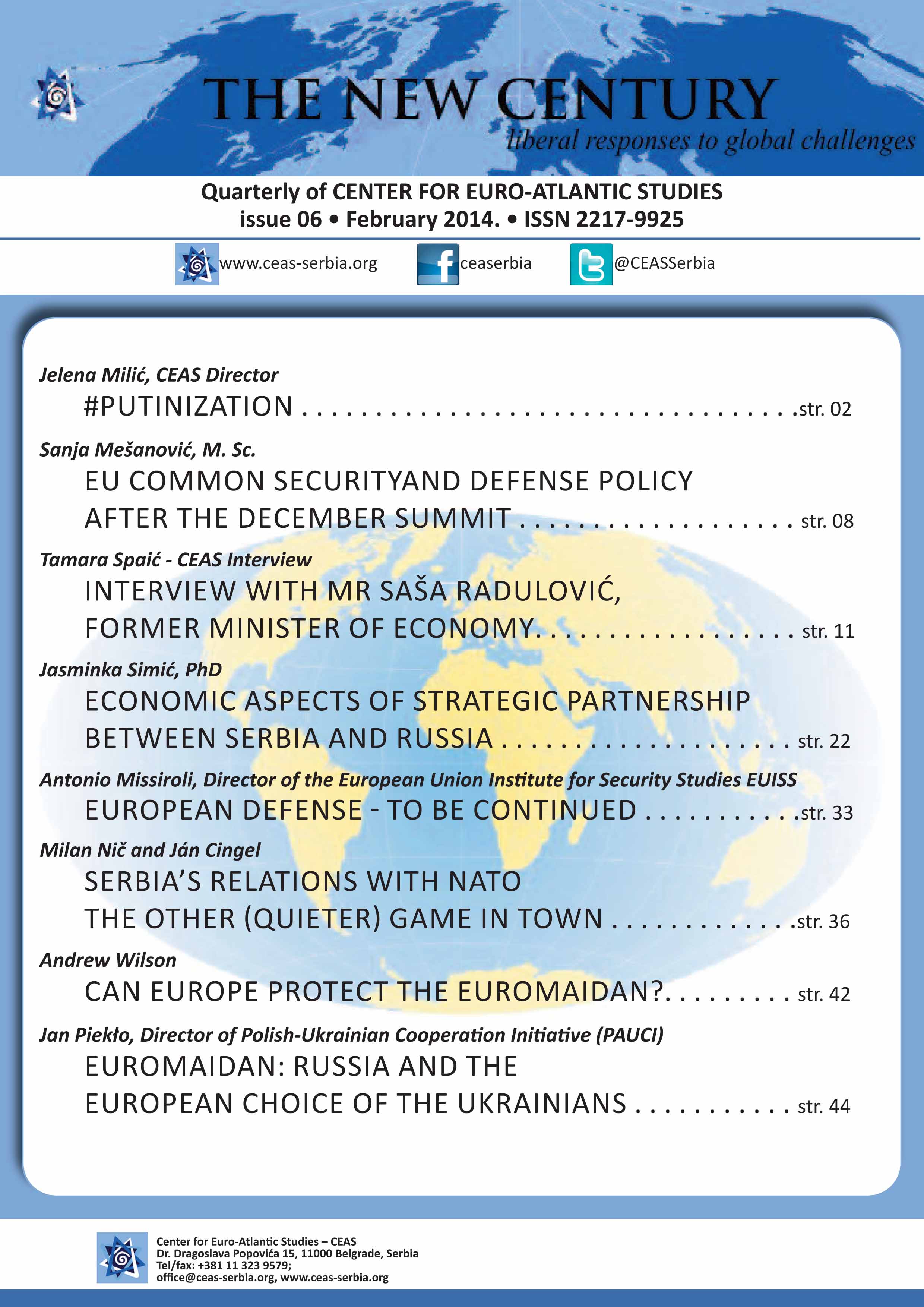 ECONOMIC ASPECTS OF STRATEGIC PARTNERSHIP BETWEEN SERBIA AND RUSSIA Cover Image