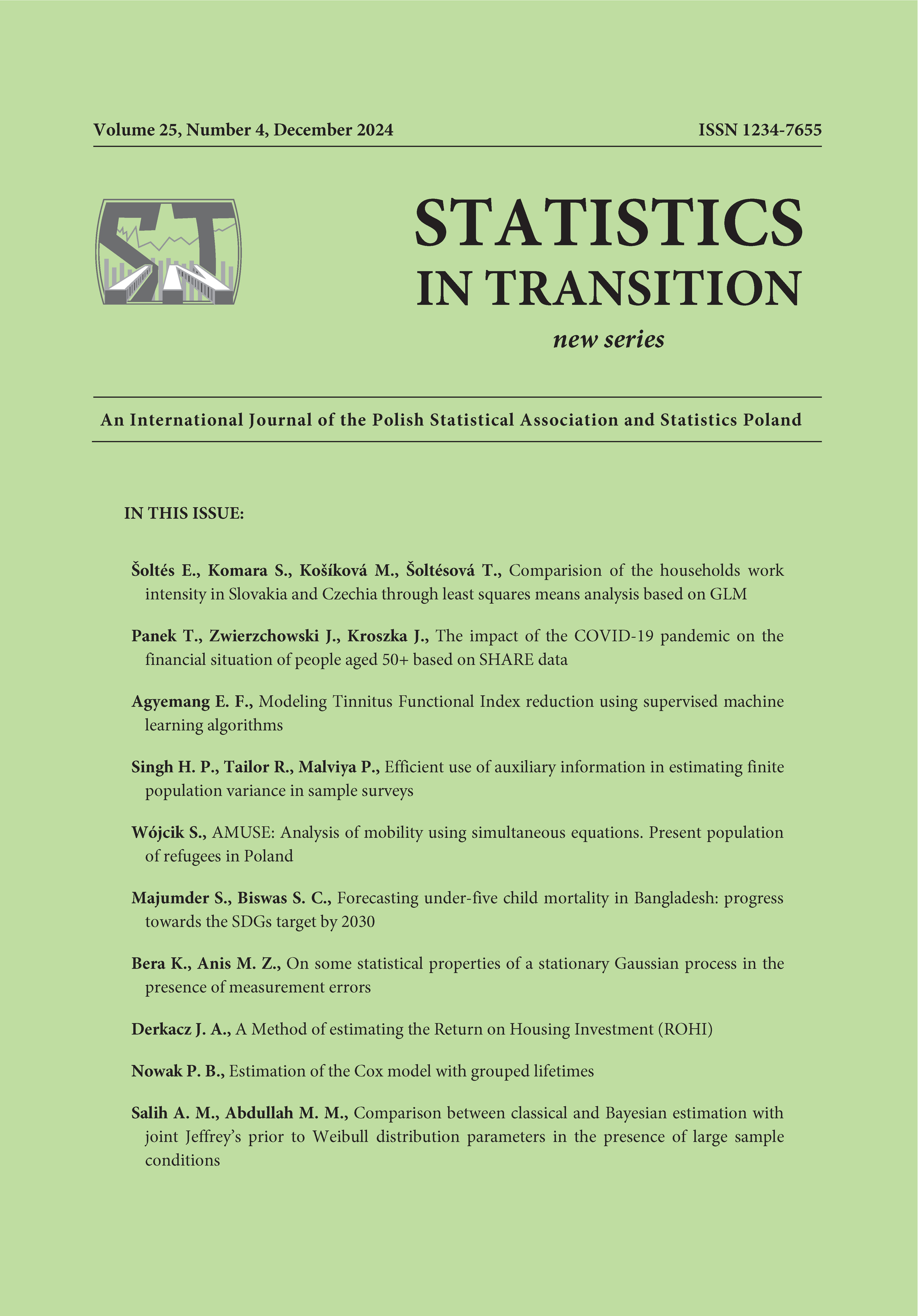 Comparison of household work intensity in Slovakia and Czechia through least squares means analysis based on GLM Cover Image